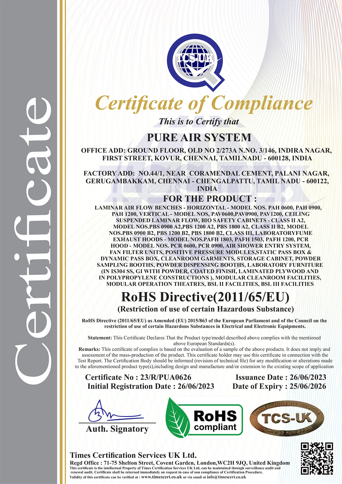 RoHS Certificate